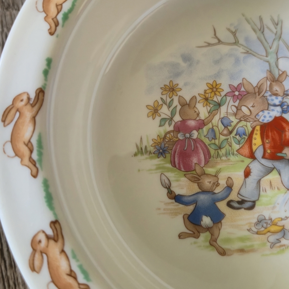 Royal Doulton Bunnykins Bowls Set 2 Vintage Fine Bone China English Kids 1980s - Picture 5 of 16